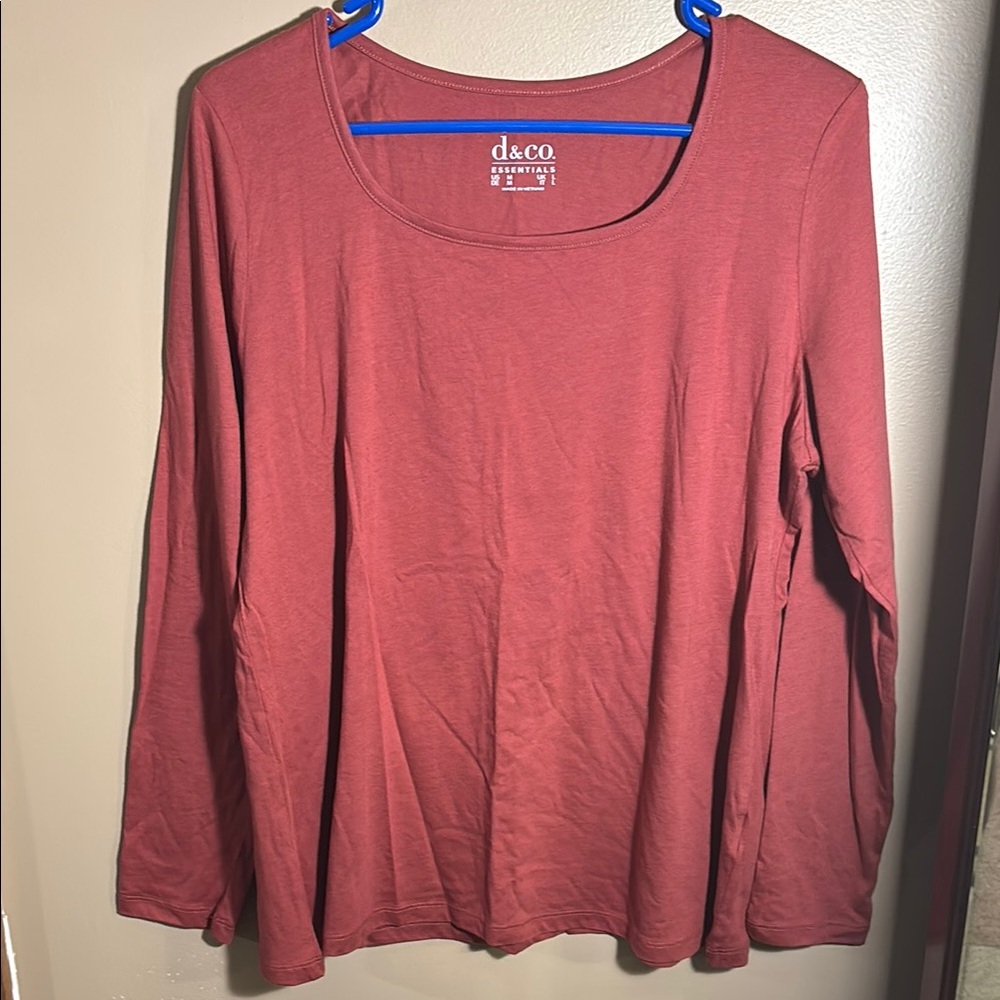 D&Co Rust Long Sleeve Relaxed Blouse